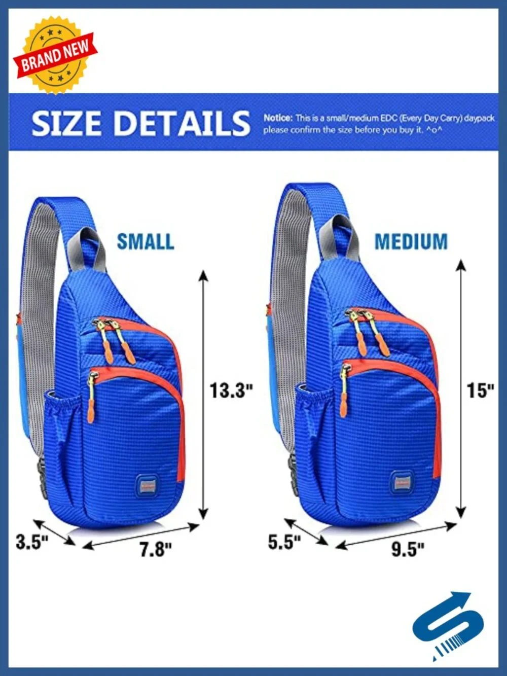 Waterproof Sling Backpack Crossbody Unisex Shoulder Bag Daypack